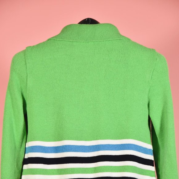 St John Knits Green Striped Knit Pullover Sweater - Picture 6 of 6